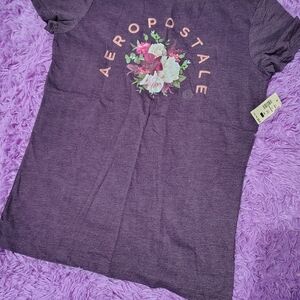 Aeropostale Heather Purple Floral Tee